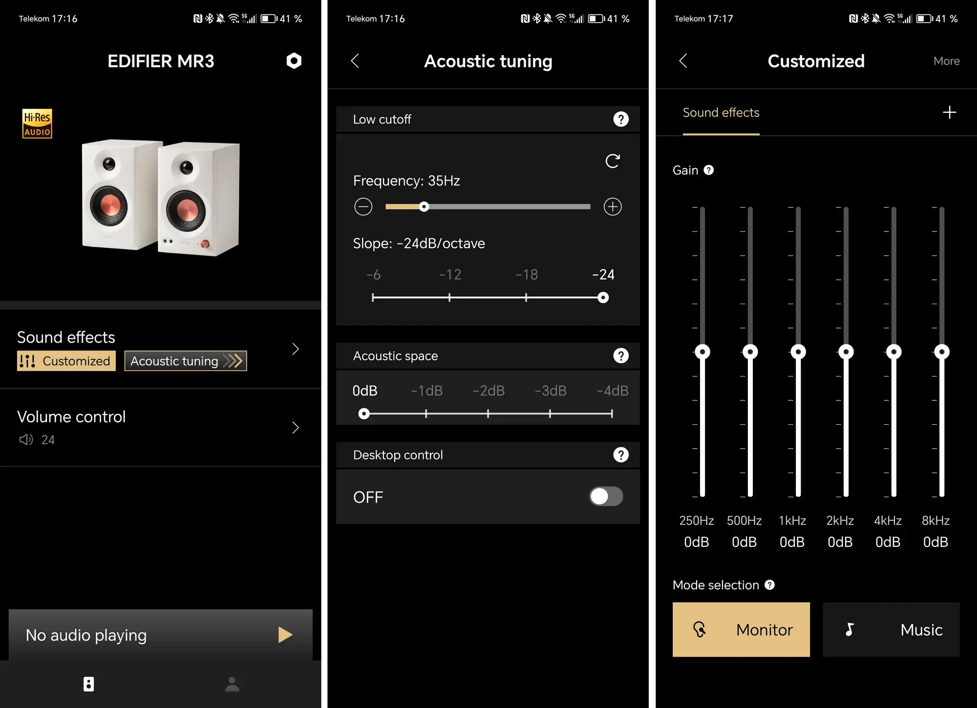 Скриншоты приложения Edifier ConneX для колонок Edifier MR3