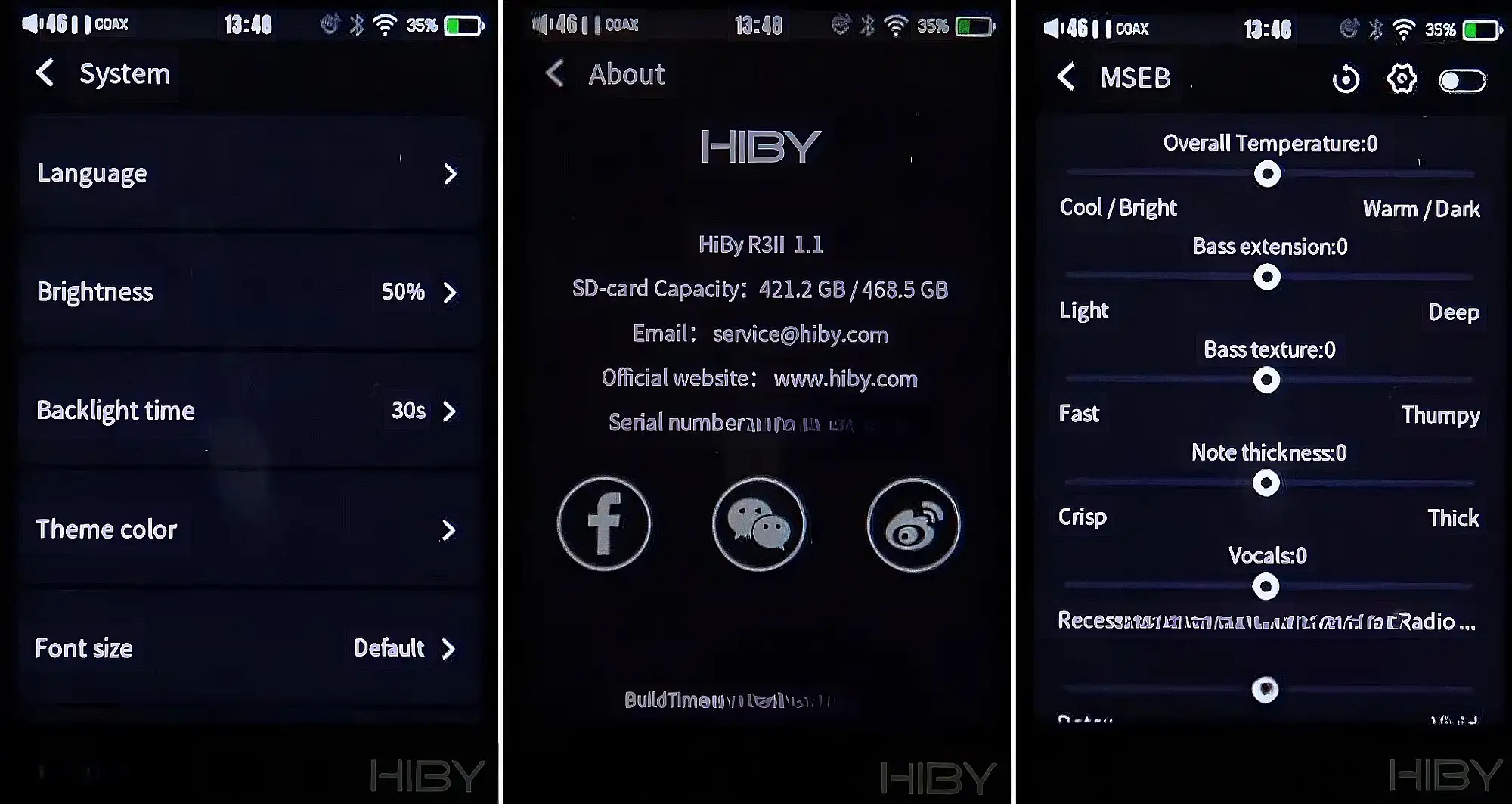 HiBy R3 II интерфейс HiByOS