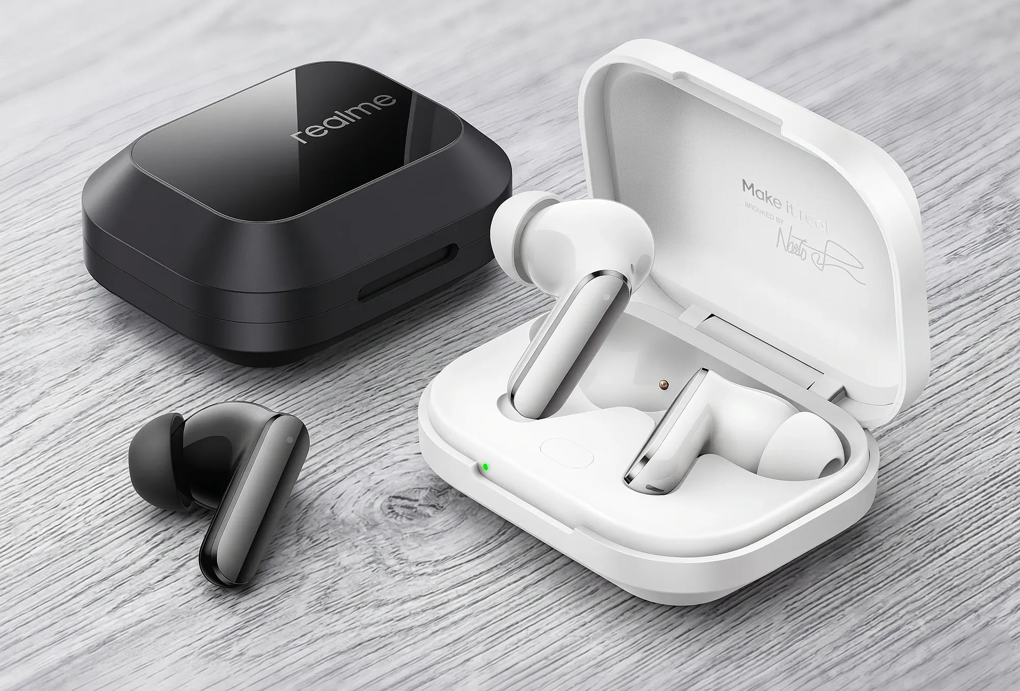 TWS–наушники Realme Buds Air 8 Pro в черном и белом вариантах исполнения.