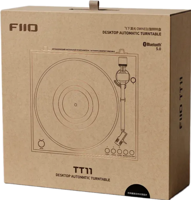 Виниловый проигрыватель FiiO TT11 в упаковке.