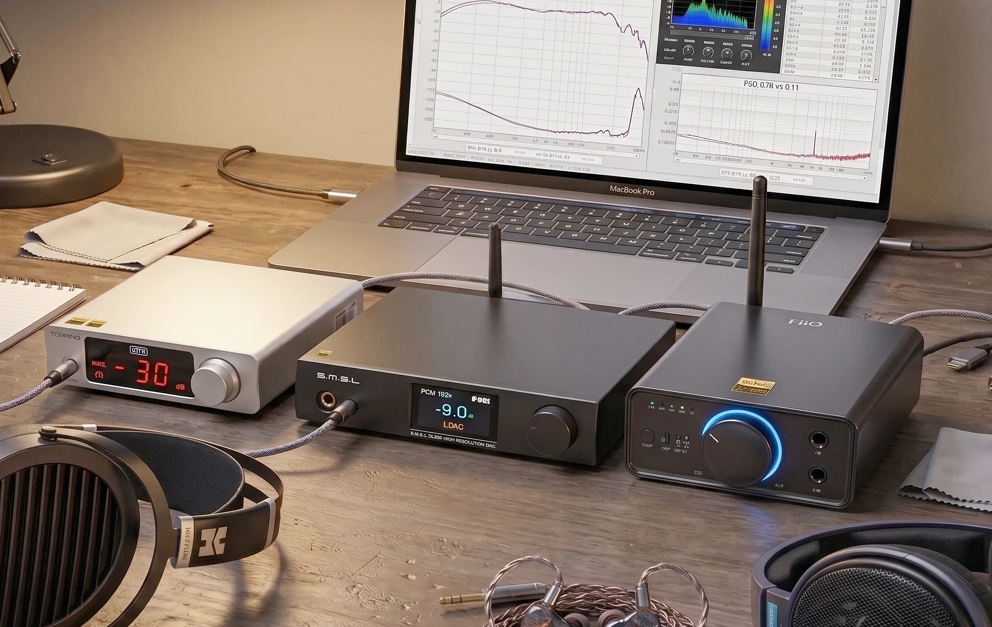 Сравнение ЦАП усилителей для наушников FiiO K7, Topping DX3 Pro+ и SMSL DL200.