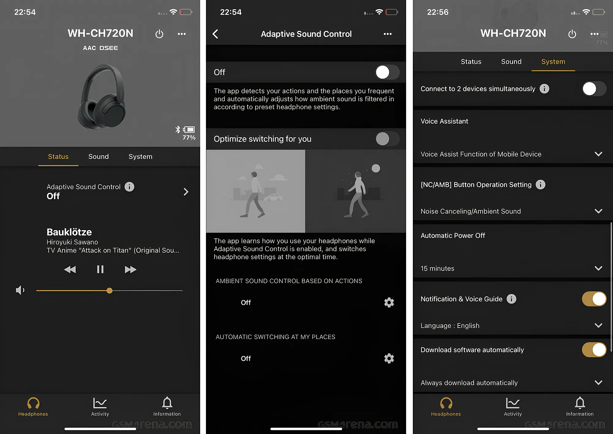 Sony WH-CH720N скриншоты приложения Sony | Headphones Connect